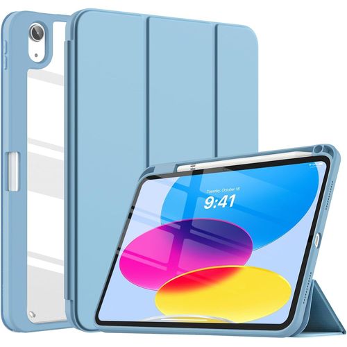 Coque Pour Ipad A16 11ème Génération 11 Pouces 2025,Ipad 10ème Génération 2022 10,9 Pouces Avec Porte Stylet,Étui Tri-Fold Transparente,Housse Avec Veille/Réveil Auto - Bleu Brume[Pad5127800]
