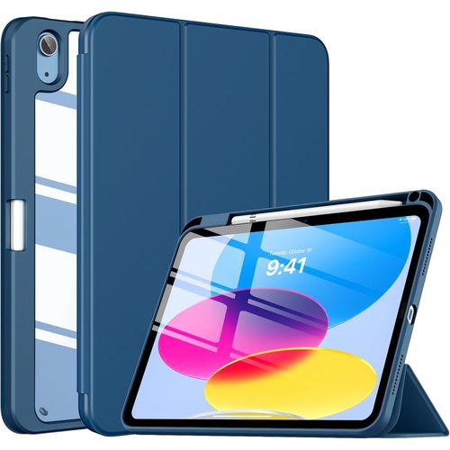 Coque Pour Ipad A16 11ème Génération 11 Pouces 2025,Ipad 10ème Génération 2022 10,9 Pouces Avec Porte Stylet,Étui Tri-Fold Transparente,Housse Avec Veille/Réveil Auto, Bleu Marine [Pad5127796]