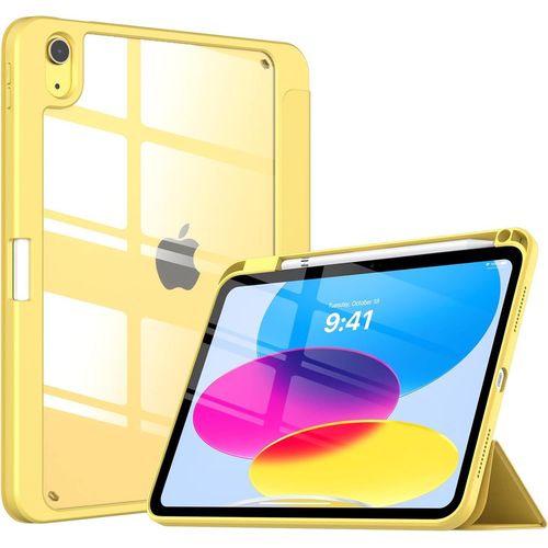 Coque Pour Ipad A16 11ème Génération 11 Pouces 2025,Ipad 10ème Génération 2022 10,9 Pouces Avec Porte Stylet,Étui Tri-Fold Transparente,Housse Avec Veille/Réveil Auto, Jaune Clair[Pad5127799]