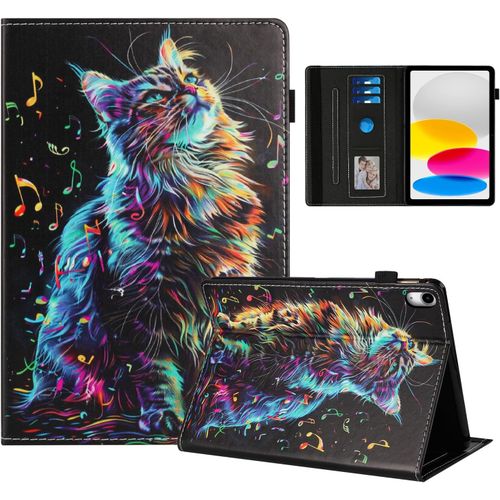 Coque Pour Ipad 11 Pouces(A16) 2025/Ipad 10ème Génération 10.9 Pouces 2022 Impression Graphique Housse En Tablette Cuir Pu Protection Pour Ipad 10.9 Chat En Note De Musique[Pad5128018]