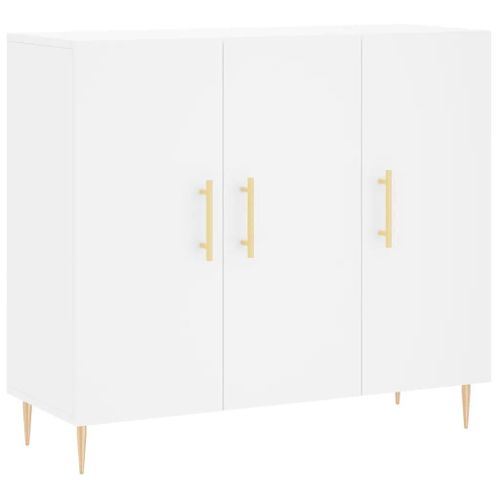 Buffet Blanc 90x34x80 Cm Bois D'ingenierie