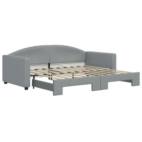 Lit De Jour Avec Lit Gigogne Gris Clair 90x190 Cm Tissu