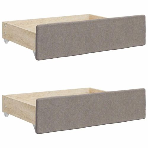 Tiroirs De Lit 2 Pcs Taupe Bois D'ingenierie Et Tissu