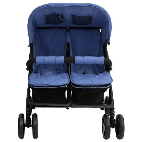 Poussette A Deux Places Bleu Marine Acier