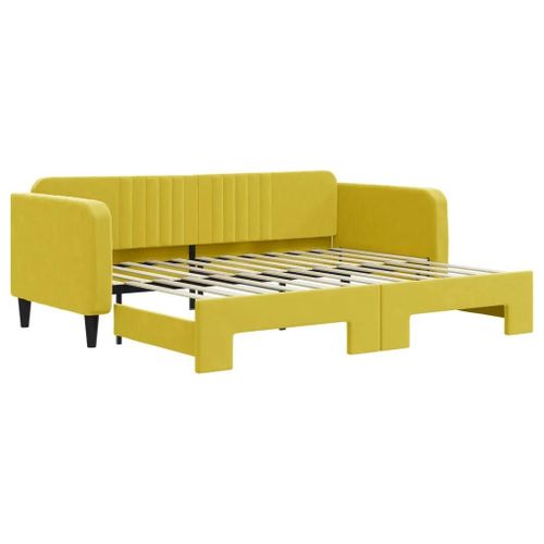Lit De Jour Avec Lit Gigogne Jaune 90x200 Cm Velours