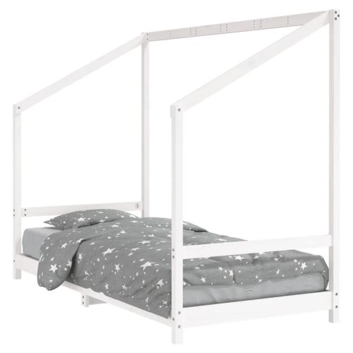 Cadre De Lit Pour Enfants Blanc 90x200 Cm Bois De Pin Massif