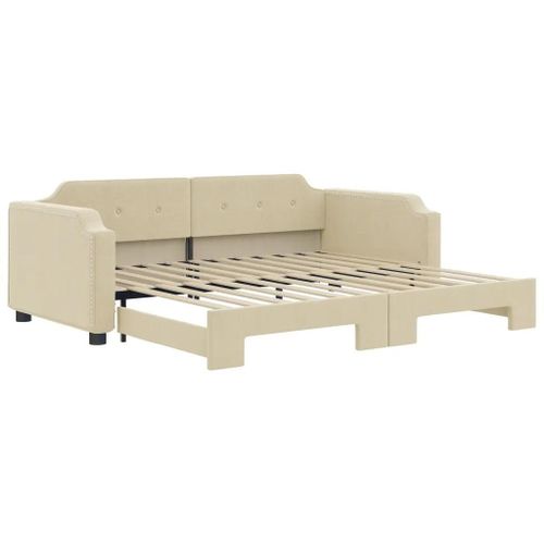 Lit De Jour Avec Lit Gigogne Creme 100x200 Cm Tissu