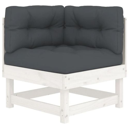 Canape D'angle Avec Coussins Blanc Bois De Pin Solide