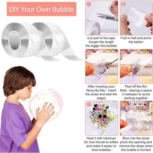Rouleaux Ruban adhésif à bulles, Nano Tape Bubble Enfant,2 pièces 3M Nano  Tape Bubbles DIY Creative,ruban adhésif à bulles soufflant pour enfants  adultes