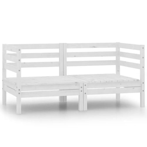 Canape A 2 Places De Jardin Blanc Bois De Pin Solide
