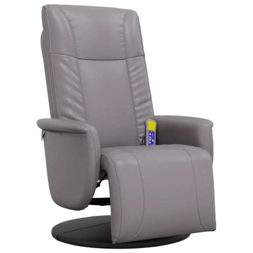 Fauteuil Inclinable De Massage Repose-Pieds Gris Similicuir
