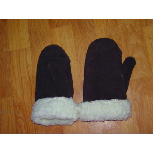 Moufles Simili Peau Marron Fourrées Taille 10 Ans Tbe