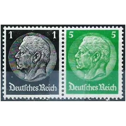 Allemagne, 3ème Reich 1933, Belle Paire Attachée Yvert 483 - 486, Maréchal Hindenburg, Filigrane Croix Gammées, Neufs* -