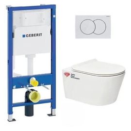 Pack Bati-support Geberit 112cm + WC sans bride Swiss Aqua Technologies Brevis + Abattant ultra-fin (BREVISGEB1)
