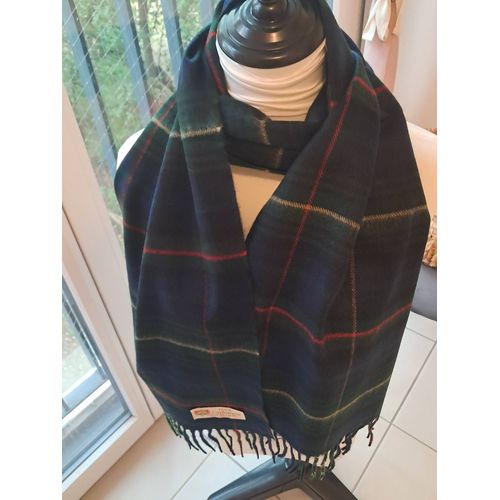 Echarpe Homme Chic Cachemire D'ecosse Bleu Marine Et Vert Foncé