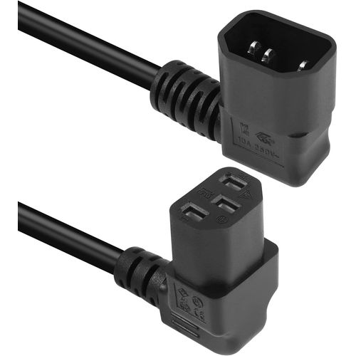 50cm 90 degrés IEC320 c14 à angle descendant c13 rallonge d'alimentation PDU, 10a 250v, 18AWG c14 mâle à c13 femelle câble d'alimentation pour imprimante, scanner(Left C14 to Down C13)