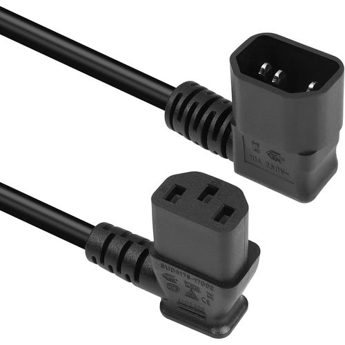 50cm 90 degrés IEC320 c14 à Angle Droit c13 rallonge d'alimentation PDU, 10a 250v, 18AWG c14 mâle à c13 Femelle câble d'alimentation pour imprimante, Scanner(Left C14 to Right C13)