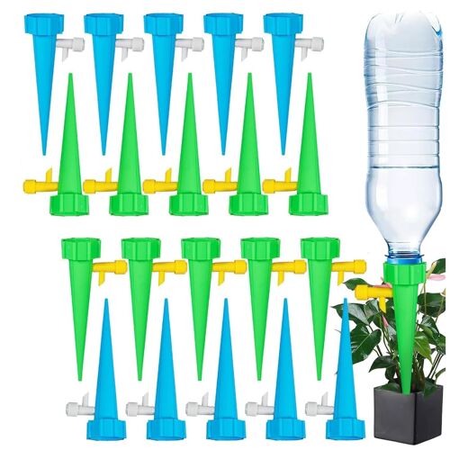 Kit D'irrigation Goutte à Goutte Automatique - 20 Bouteilles + Vannes Réglables (0-60s/goutte) - Jardin, Plantes En Pot