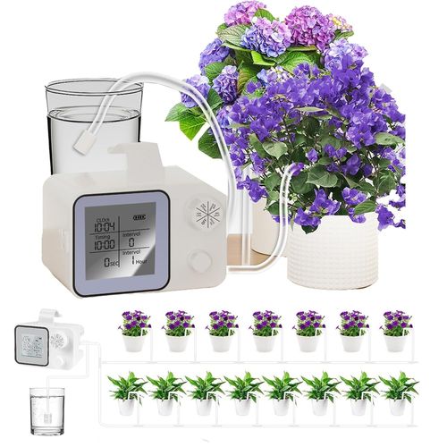 Programmateur Arrosage, Arrosage Automatique Interieur 2000 Mah Arrosage Automatique Avec 20 Drip Tip Et Adaptateur Rechargeable Arrosage Automatique Pour Jardin Balcon