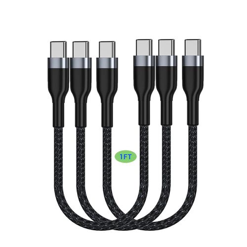 câble USB C vers USB C 30 cm [0,3m Lot de 3] Câble de charge rapide 60W Type C PD Compatible avec Samsung Galaxy S21 / S21 + / S20 + Ultra Note 20, Pixel 4/3 XL, MacBook Air iPad Pro 2020