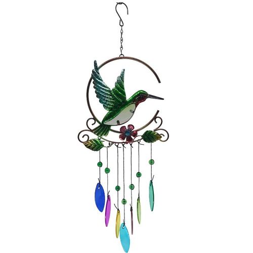 Carillon éolien en métal pour colibri, 7 couleurs, pendentif en verre, artisanat créatif en fer, décoration murale de la maison, porte suspendue