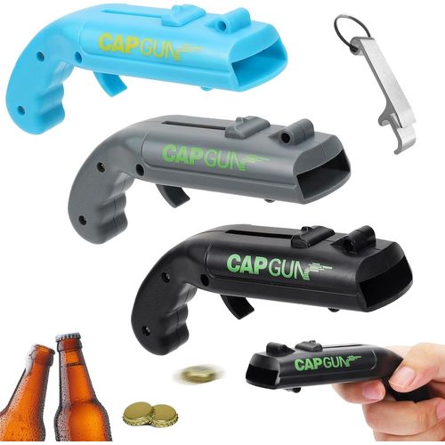 Ouvre-Bouteille,4 Pièces Cap Gun Ouvre-Bouteilles de Bière,Pistolet Décapsuleur de Tireur de Lanceur,Ouvre-boîte en Forme de Pistolet Jouet pour Catapultes de Lanceur de Bouteilles de Fête de Bar