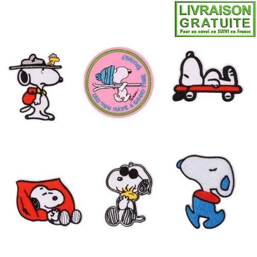 Lot De 6 Patchs Écussons Snoopy Peanuts (Réf 2) - Thermocollants