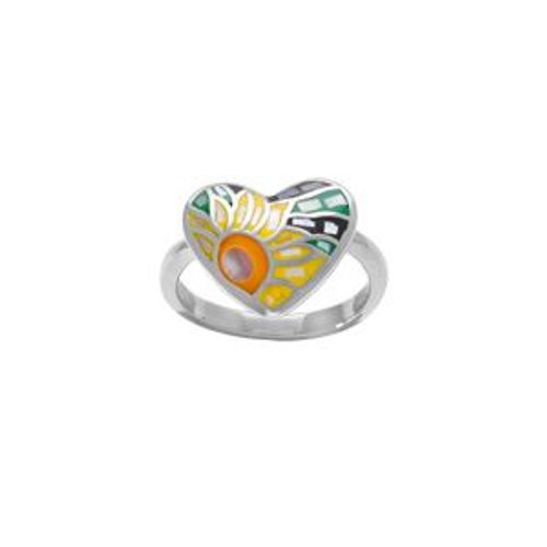 Bague Acier Stella Mia Forme Coeur Résine Et Nacre Multi Couleur