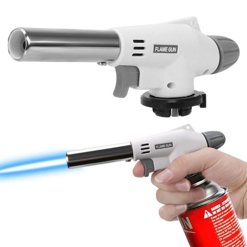 [Ready Stock] lance-flammes,torche à gaz de camping,soudage polyvalent,fabricant de feu,pistolet à flammes,torches de soudage par soufflage de gaz,lance-flammes automatique pour pique-,cuisson,BBQ,soudure,coup réglable blanc