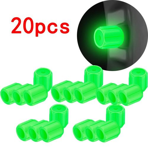 Lumineux Bouchons De Valve De Pneu 6 Couleurs Voiture Moto Rougeoyante Couvercle De Soupape De Pneu De Voiture Moyeu - Green 20pcs