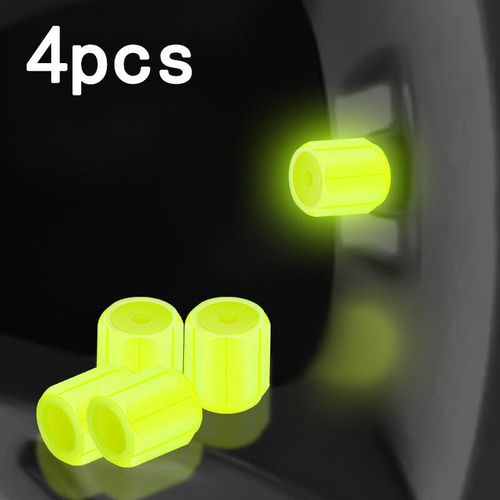 Lumineux Bouchons De Valve De Pneu 6 Couleurs Voiture Moto Rougeoyante Couvercle De Soupape De Pneu De Voiture Moyeu - Yellow 4pcs