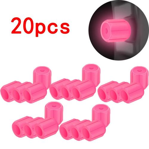 Lumineux Bouchons De Valve De Pneu 6 Couleurs Voiture Moto Rougeoyante Couvercle De Soupape De Pneu De Voiture Moyeu De - Pink 20pcs