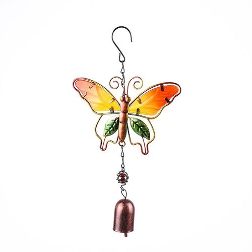 Carillon éolien papillon, artisanat en métal, verre peint, Tube en aluminium, pendentif créatif, cloche de maison