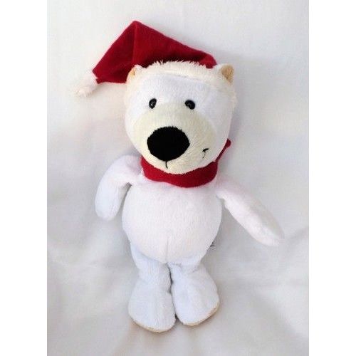 Doudou Peluche Ours Blanc Bonnet Rouge Ferrero Kinder