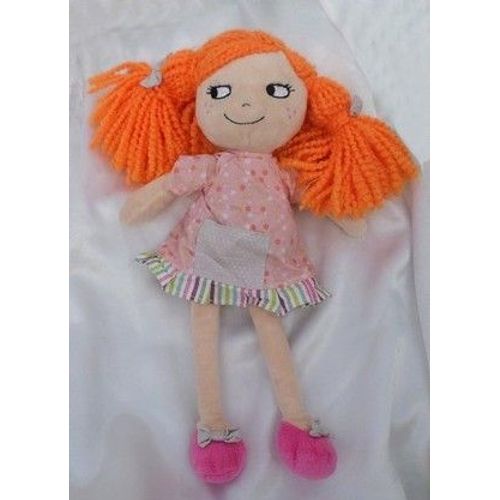 Doudou Poupée Chiffon Cheveux Orange Robe Rose Fleurs Pour Monoprix Nicotoy