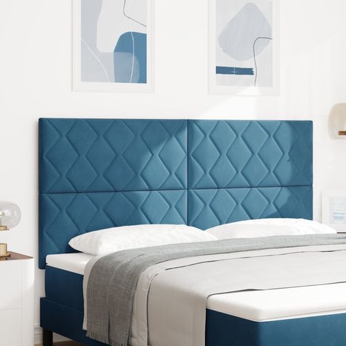 Vidaxl Tête De Lit Design En Blocs De Diamant Bleu Foncé 180 Cm En Velours