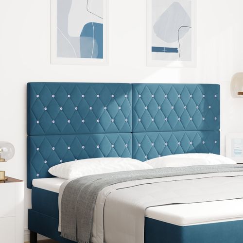 Vidaxl Tête De Lit Avec Boutons En Cristal Tuftée Bleu Foncé 180 Cm Velours