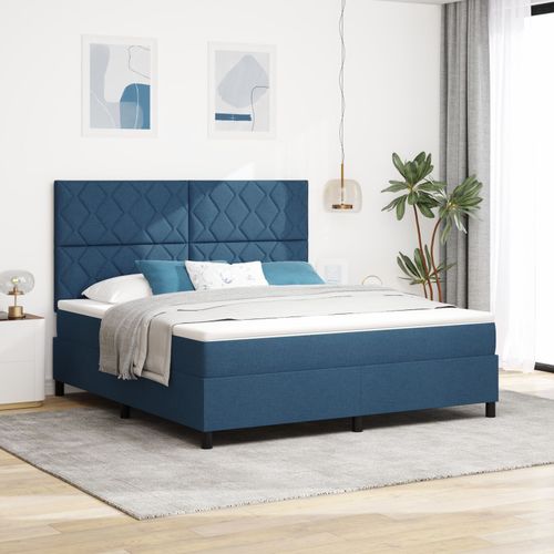 Vidaxl Lit À Sommier Tapissier Avec Matelas & Led Bleu 180x200 Cm Tissu