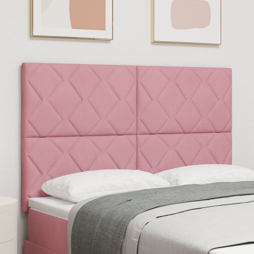 Vidaxl Tête De Lit Rose Avec Design De Blocs De Diamant 160 Cm Velours