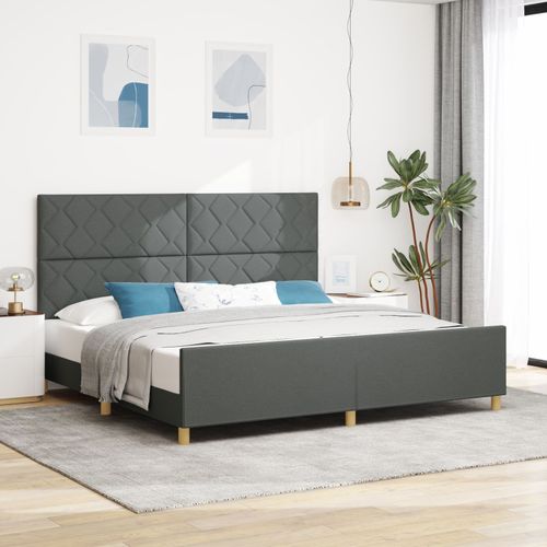Lit Vidaxl Gris Foncé 200x200 Cm Tissu