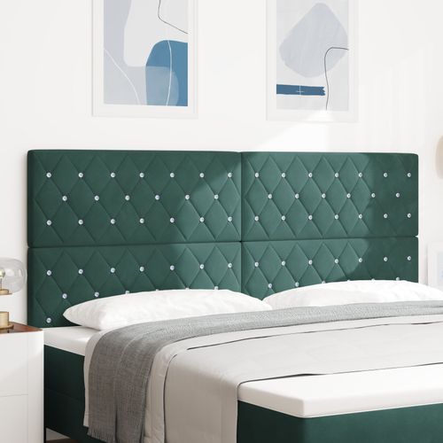 Vidaxl Tête De Lit En Velours Vert Foncé Avec Boutons Cristal 200 Cm