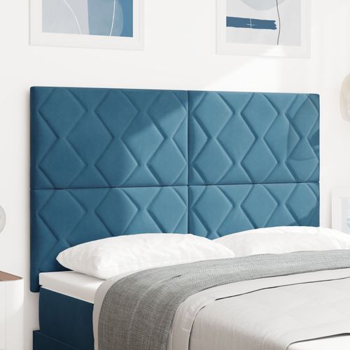 Vidaxl Tête De Lit Chic En Motifs De Blocs De Diamant Bleu Marine 140 Cm Velours
