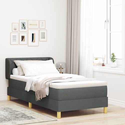 Lit Boxspring Vidaxl Avec Matelas En Gris Foncé, 90x200 Cm En Tissu
