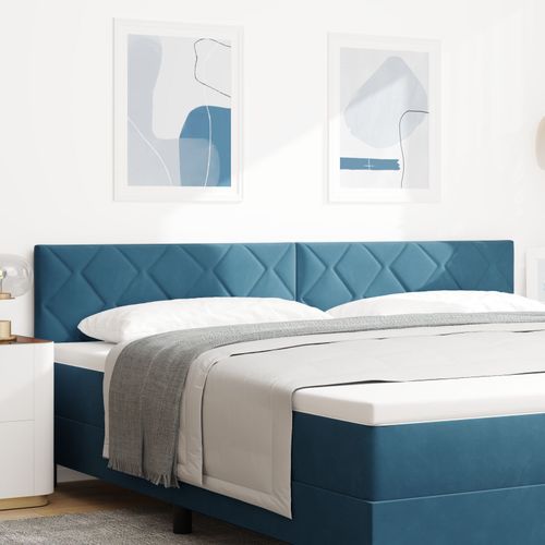 Tête De Lit Vidaxl Design Blocs Diamants Bleu Foncé 200 Cm Velours
