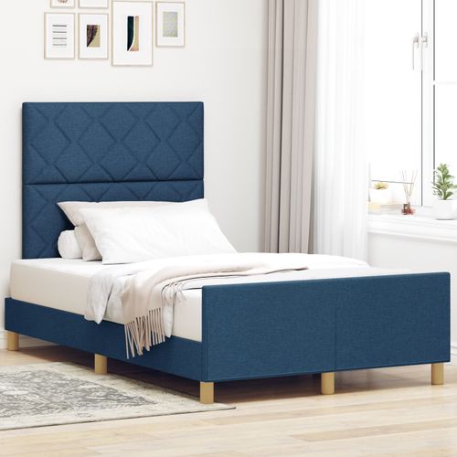 Cadre De Lit Bleu Vidaxl 120x190 Cm En Tissu