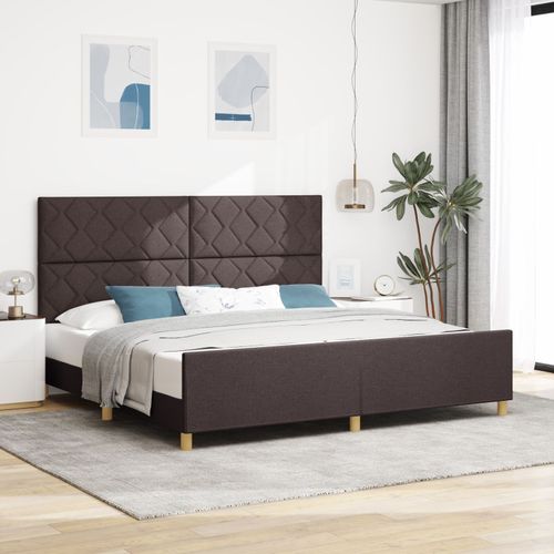 Lit Vidaxl En Marron Foncé, 200x200 Cm, En Tissu