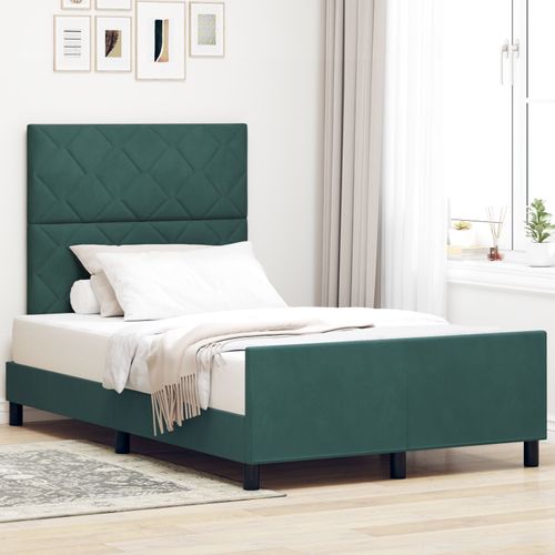 Cadre De Lit Vidaxl Vert Foncé 120x190 Cm En Velours