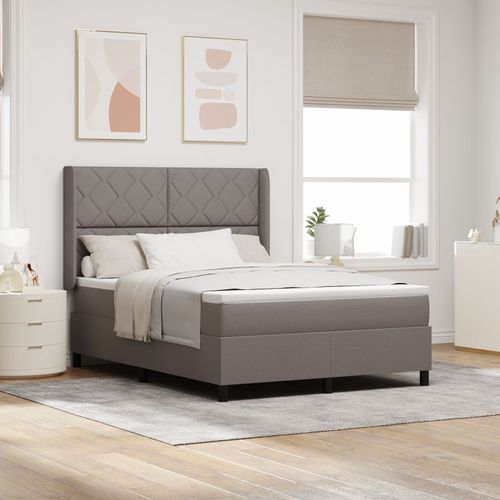 Lit Boxspring Vidaxl Avec Matelas Taupe 160x200 Cm En Tissu