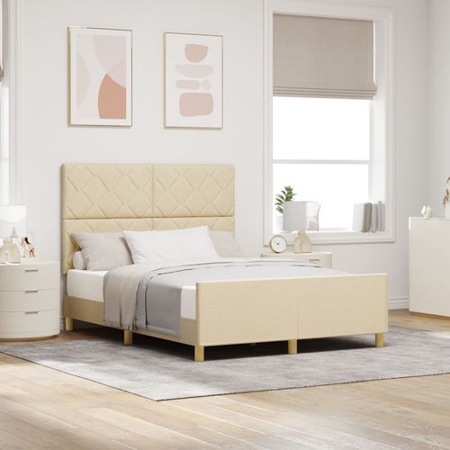 Cadre De Lit Crème Vidaxl 140x200 Cm En Tissu