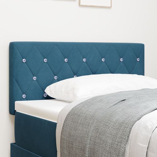Tête De Lit Vidaxl Avec Boutons En Cristal Capitonnés Bleu Foncé 90 Cm En Velours